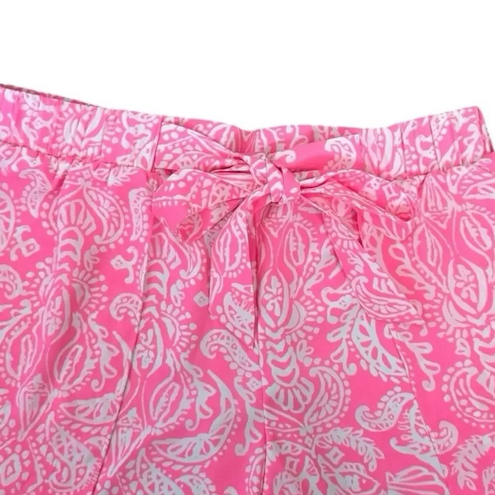 Lilly Pulitzer M Mylee Tie-Front Shorts Havana Pink Clawdia Seashell Pattern